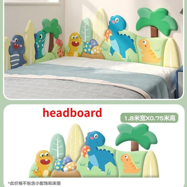 Cartoon Dinosaur Bed Head Board Headboard Stickers Kids Room Decor Anti-collision Wall Panels Cabecero Cama Tete De Lit