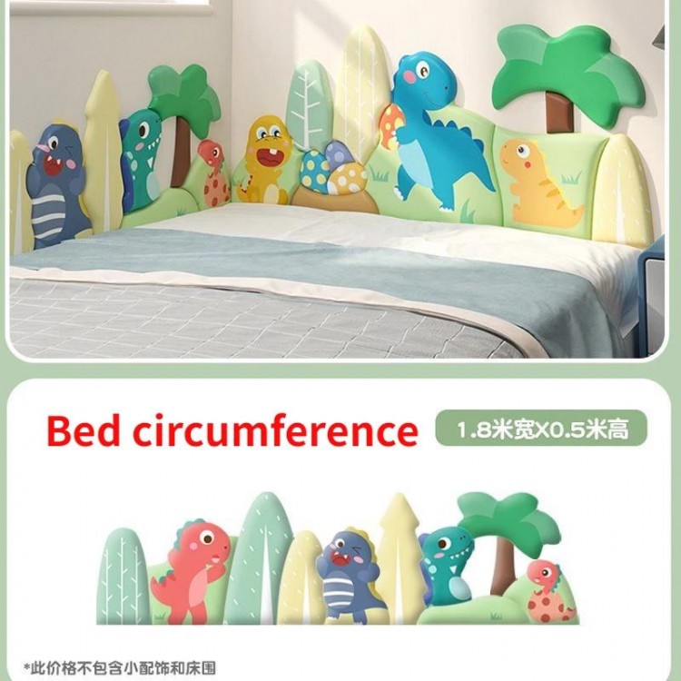 Cartoon Dinosaur Bed Head Board Headboard Stickers Kids Room Decor Anti-collision Wall Panels Cabecero Cama Tete De Lit