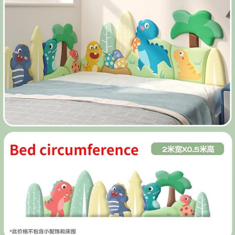 Cartoon Dinosaur Bed Head Board Headboard Stickers Kids Room Decor Anti-collision Wall Panels Cabecero Cama Tete De Lit