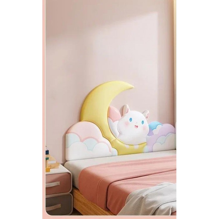 Cartoon Animal Moon Kids Bed Headboard Lovely Baby Girl Bedroom Furniture Bed Head Board Tete De Lit Cabecera Adhesiva Cama