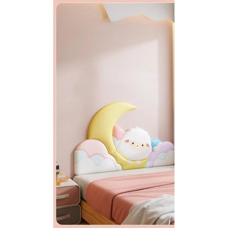 Cartoon Animal Moon Kids Bed Headboard Lovely Baby Girl Bedroom Furniture Bed Head Board Tete De Lit Cabecera Adhesiva Cama