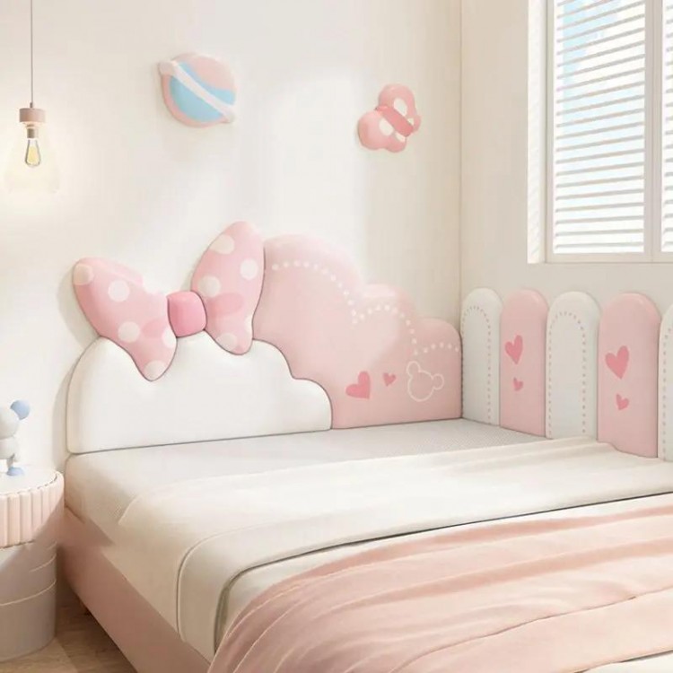 Cartoon Kids Bedroom Furniture Headboard Tete De Lit Cabecero Cama Head Board Anti-collision Wall Panels 3D Wall Stickers