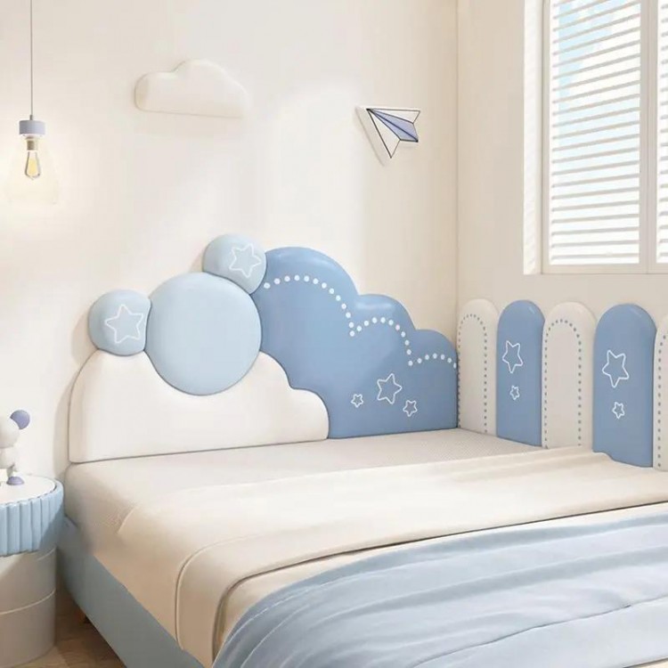 Cartoon Kids Bedroom Furniture Headboard Tete De Lit Cabecero Cama Head Board Anti-collision Wall Panels 3D Wall Stickers