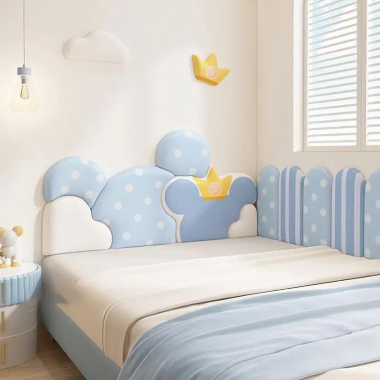 Cartoon Kids Bedroom Furniture Headboard Tete De Lit Cabecero Cama Head Board Anti-collision Wall Panels 3D Wall Stickers
