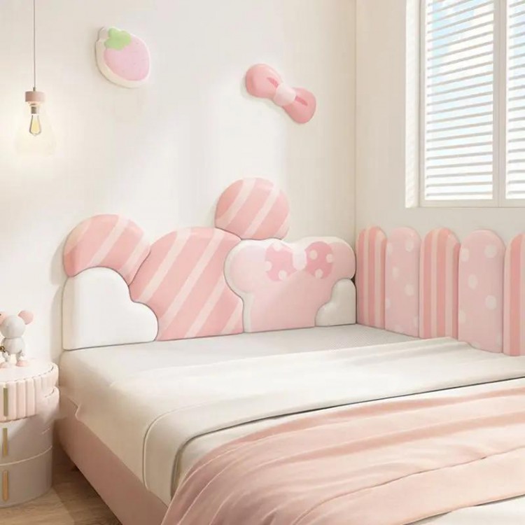 Cartoon Kids Bedroom Furniture Headboard Tete De Lit Cabecero Cama Head Board Anti-collision Wall Panels 3D Wall Stickers