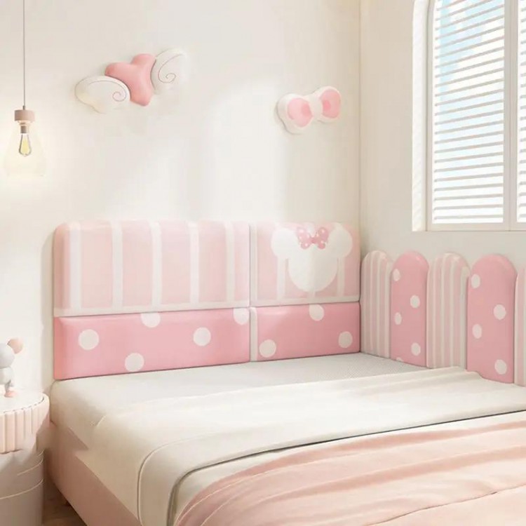 Cartoon Kids Bedroom Furniture Headboard Tete De Lit Cabecero Cama Head Board Anti-collision Wall Panels 3D Wall Stickers