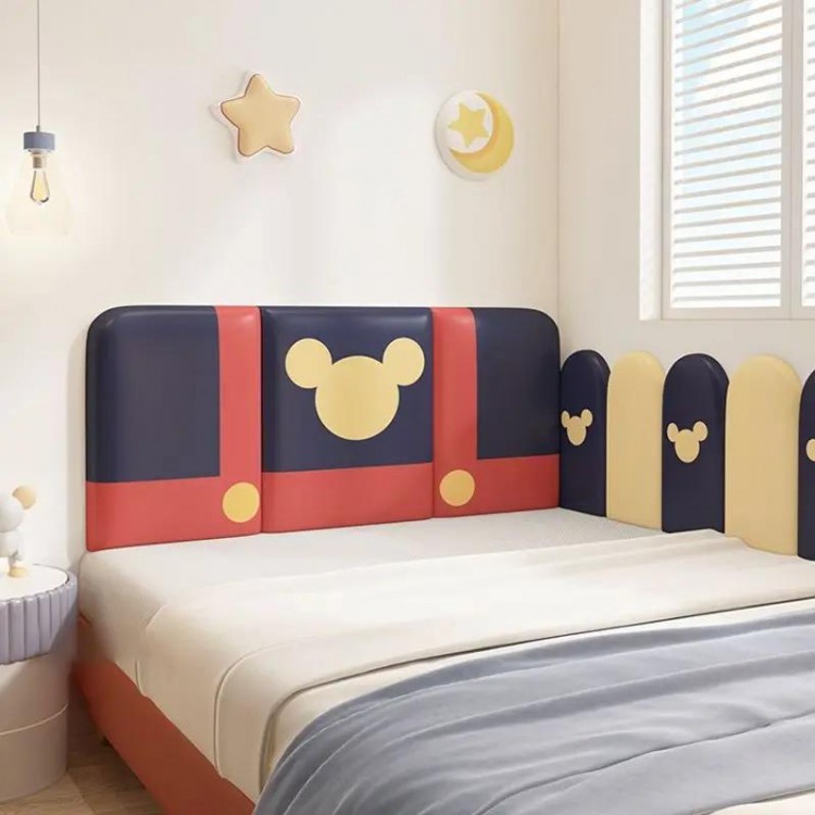 Cartoon Kids Bedroom Furniture Headboard Tete De Lit Cabecero Cama Head Board Anti-collision Wall Panels 3D Wall Stickers