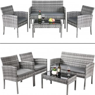 Garden Sofa Set Garden Furniture Sets Outdoor Garden Lounge Chairs+Coffee Table with Cushion for Patio Terrace Poolside Backyard
