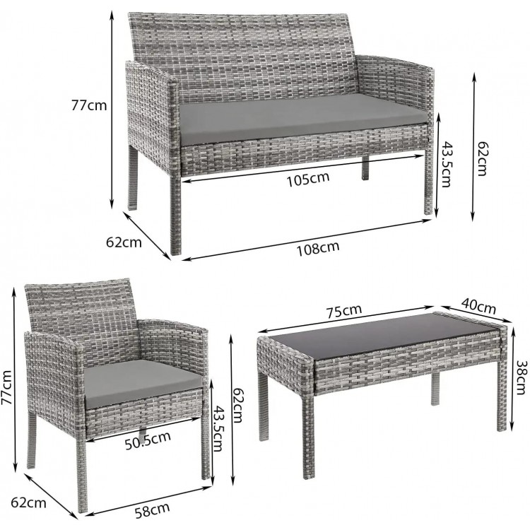 Garden Sofa Set Garden Furniture Sets Outdoor Garden Lounge Chairs+Coffee Table with Cushion for Patio Terrace Poolside Backyard