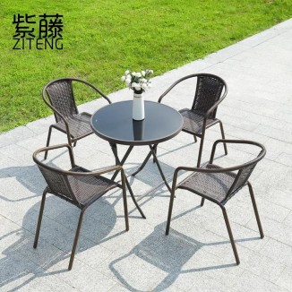 Outdoor leisure rattan table and chair five-piece set