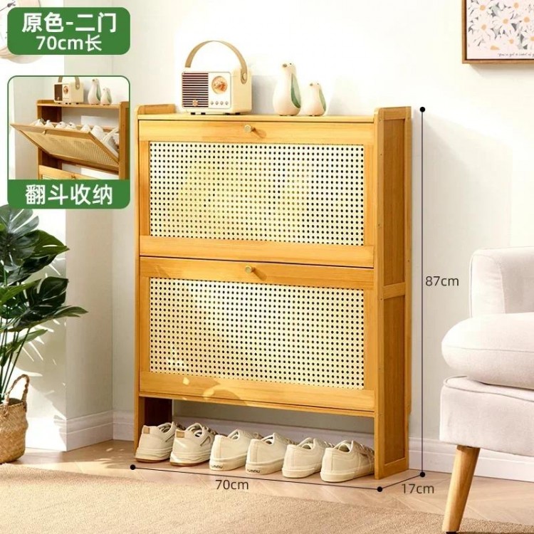 Japanese Rattan Woven Ultra Thin Shoe Cabinet Rack Organizer Large Capacity Bamboo Hallway Living Room Sapateira Home Furniture