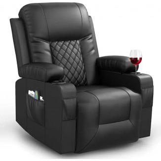 Recliner Chairs for Adults, Massage Rocker with Heated Modern Ergonomic Lounge 360 Degree Swivel Single Sofa Seat Livin