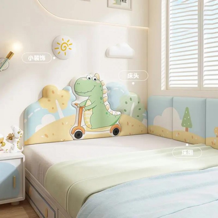 Cartoon Animal Be Headboard Dinosaur Kids Room Decor Aesthetic Head Board Anti-collision Wall Panels Stickers