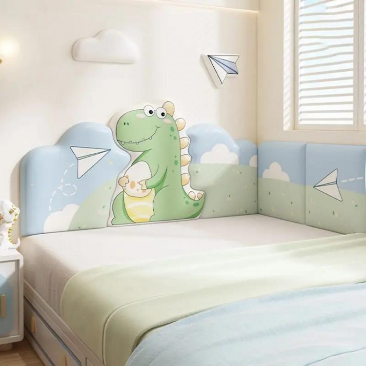 Cartoon Animal Be Headboard Dinosaur Kids Room Decor Aesthetic Head Board Anti-collision Wall Panels Stickers