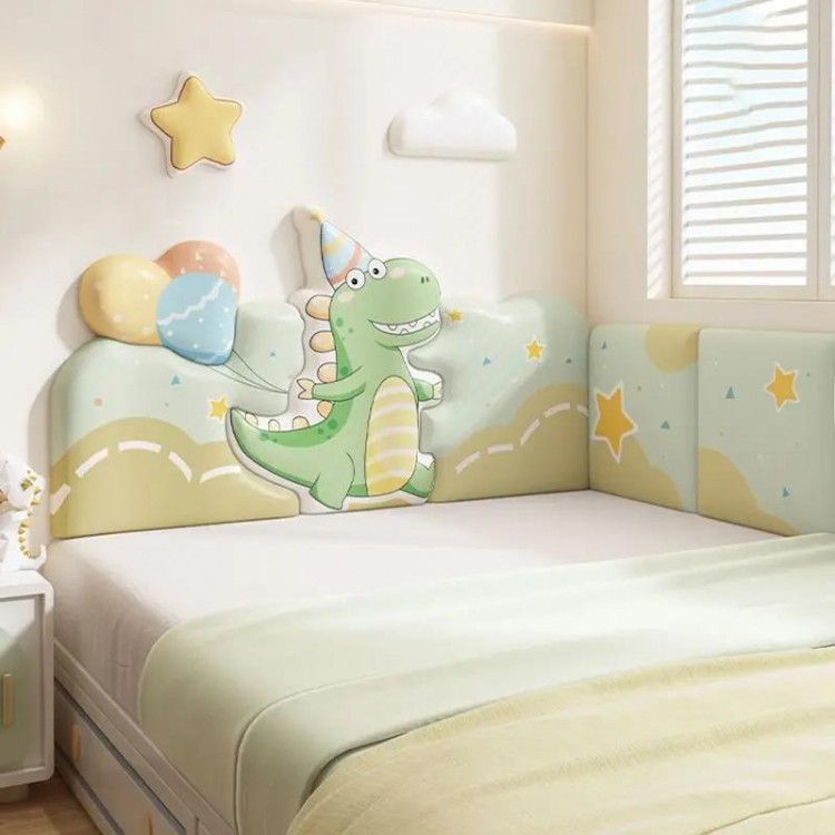 Cartoon Animal Be Headboard Dinosaur Kids Room Decor Aesthetic Head Board Anti-collision Wall Panels Stickers