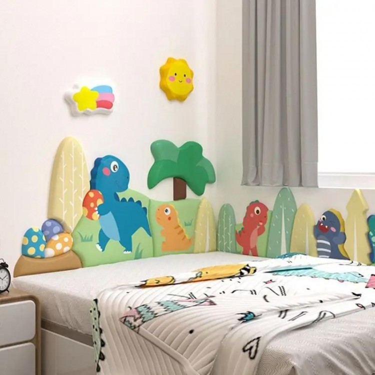 Cartoon Bed Headboard Kids Room Nursery Wall Decor Anti-collision Wall Panels 3D Wall Sticker Cabecero Cama Tete De Lit