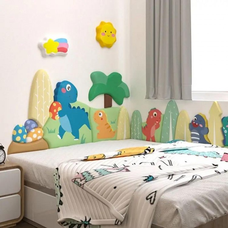 Cartoon Bed Headboard Kids Room Nursery Wall Decor Anti-collision Wall Panels 3D Wall Sticker Cabecero Cama Tete De Lit