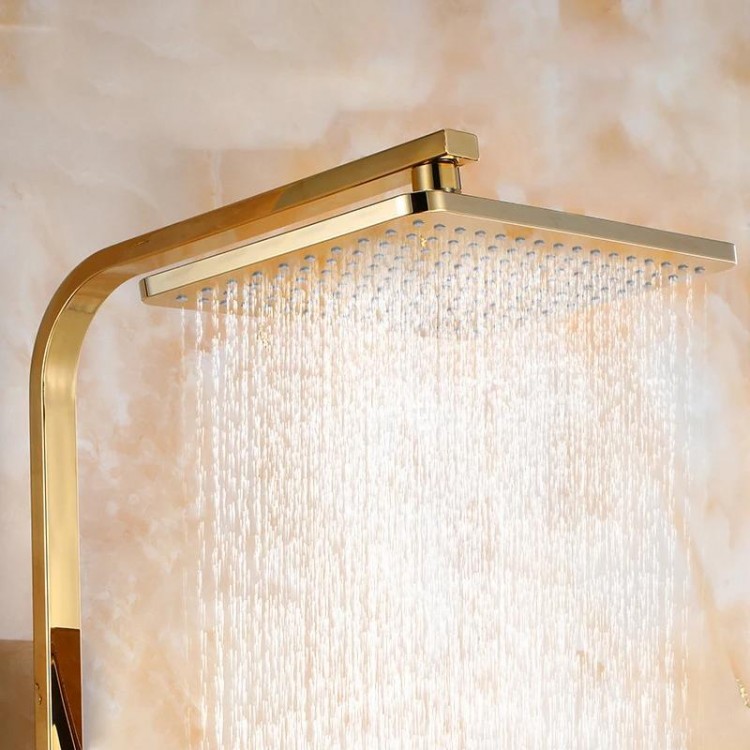 Hot and Cold Gold Digital Bathroom Shower System Set Quality Brass Bathtub Mixer Faucets Smart Thermostatic Gold Shower Set