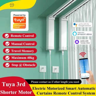 The 3 Generation Tuya Smart Electric Wifi Curtain Motor Motorized Intelligent Curtains Rail Track Cornice Remote Control System