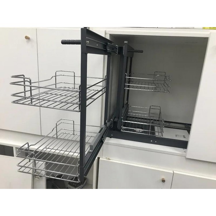 Cabinet corner pull basket all pull out little monster kitchen tempered glass seasoning basket dish basket drawer storage rack