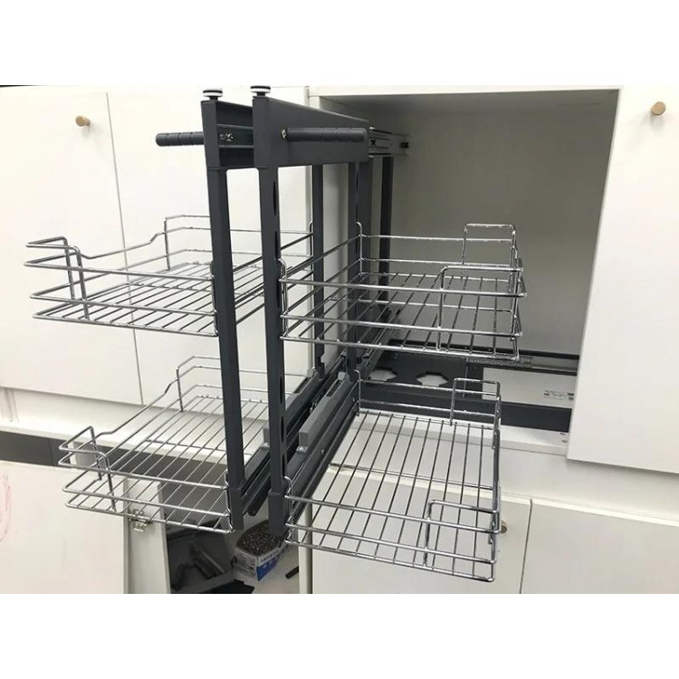 Cabinet corner pull basket all pull out little monster kitchen tempered glass seasoning basket dish basket drawer storage rack