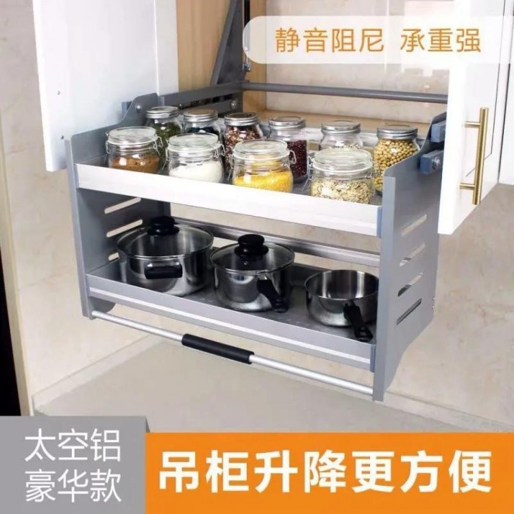 Hanging cabinet, lifting basket, wall stainless steel cabinet, lifting machine, kitchen basket, storage rack, seasoning storage