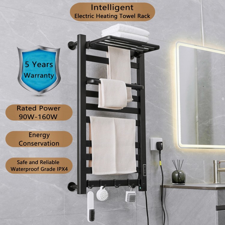 Smart Bathroom Electric Heated Towel Rack Black Electric Towel Rail Thermal Towel Radiator Cloth Screen Dryers Bath Heated Towel