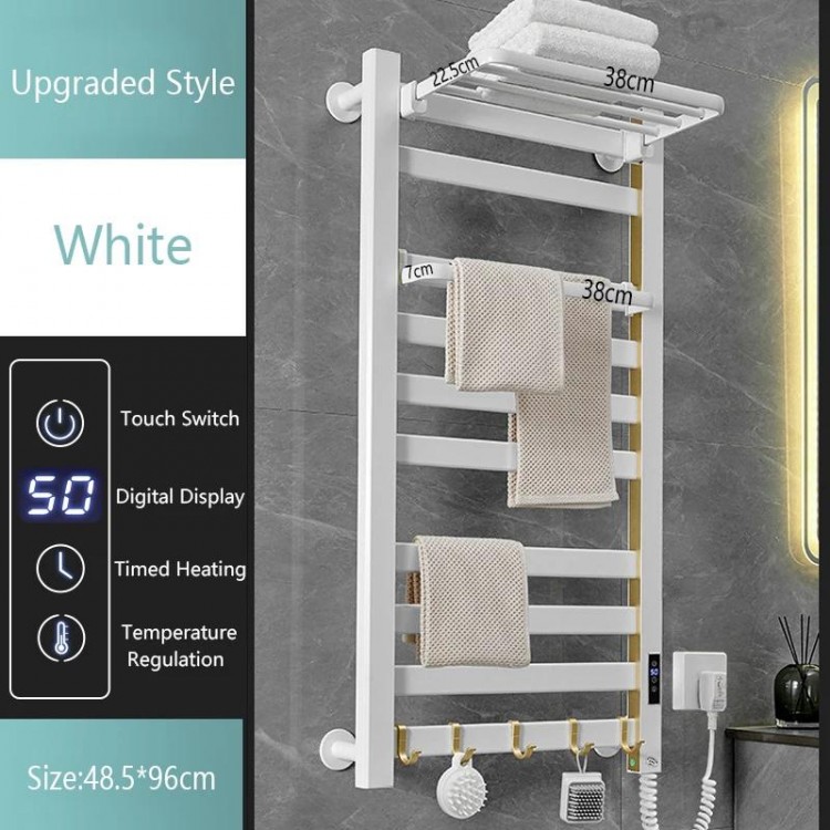 Smart Bathroom Electric Heated Towel Rack Black Electric Towel Rail Thermal Towel Radiator Cloth Screen Dryers Bath Heated Towel