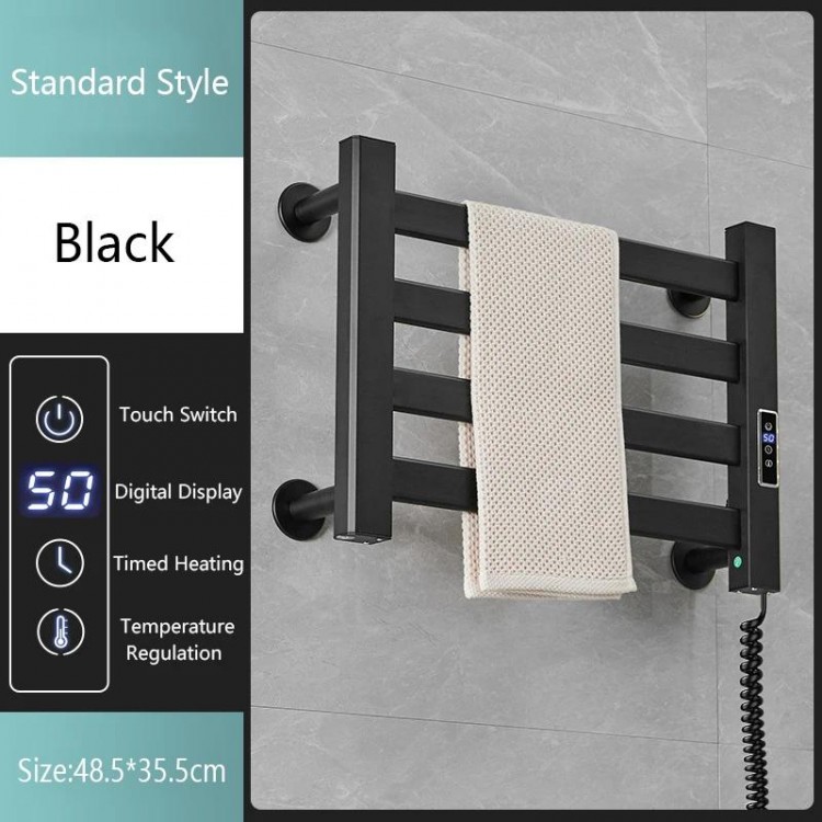 Smart Bathroom Electric Heated Towel Rack Black Electric Towel Rail Thermal Towel Radiator Cloth Screen Dryers Bath Heated Towel