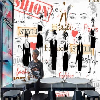 Fashion girl fashion show large mural 3D wallpaper bedroom 12 square meters(width=4m,height=3m) free shipping by EMS or DHL