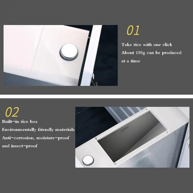 Kitchen Rice Boxes Drawer Style Quantitative Out Of Rice Damping Slide Rail Hardware Accessories Stainless Steel Rice Cabinet