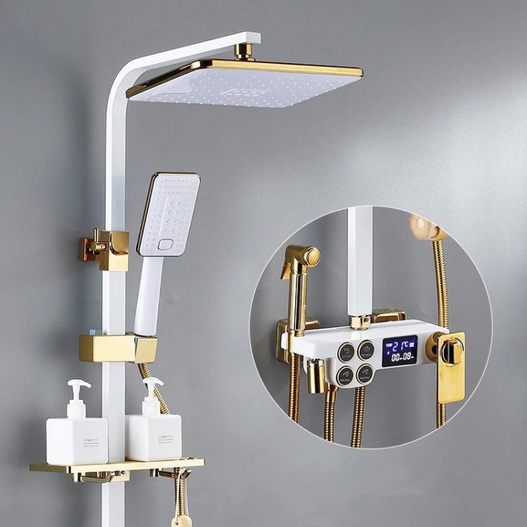 Smart Digital Bathroom Shower Set Quality Brass Bathtub Mixer Faucets ABS Shower Head Wall Mounted Thermostatic Shower System