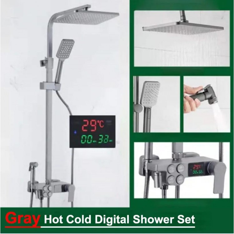 Smart Digital Bathroom Shower Set Quality Brass Bathtub Mixer Faucets ABS Shower Head Wall Mounted Thermostatic Shower System