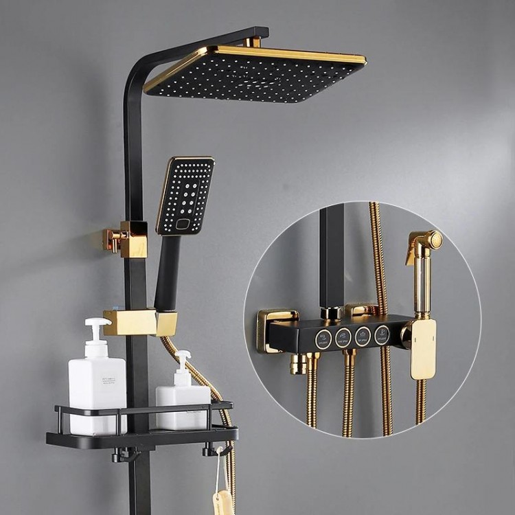 Smart Digital Bathroom Shower Set Quality Brass Bathtub Mixer Faucets ABS Shower Head Wall Mounted Thermostatic Shower System