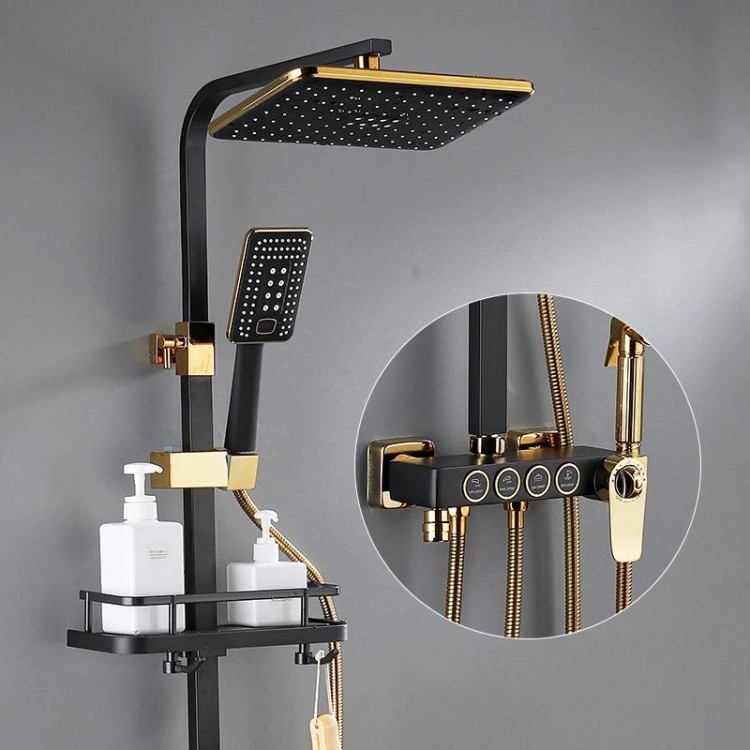 Smart Digital Bathroom Shower Set Quality Brass Bathtub Mixer Faucets ABS Shower Head Wall Mounted Thermostatic Shower System