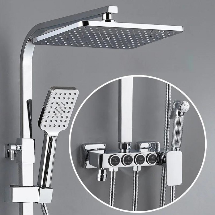 Smart Digital Bathroom Shower Set Quality Brass Bathtub Mixer Faucets ABS Shower Head Wall Mounted Thermostatic Shower System