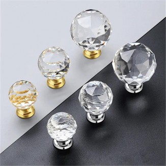 100Pcs Crystal Ball Diamond Handles Cupboard Drawer Pulls Silver Gold Door Handle Kitchen Furniture Hardware