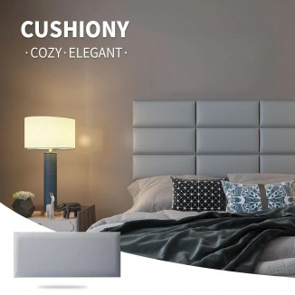 Art3d 12PCS Peel and Stick Headboard for Twin in Grey, Sized 25 x 60cm , 3D Upholstered Wall Panels