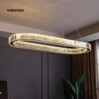2024 Luxury Crystal Pendant Light Oval Crystal Chandelier Lamp For Home Decor Living Room Bar Chandelier