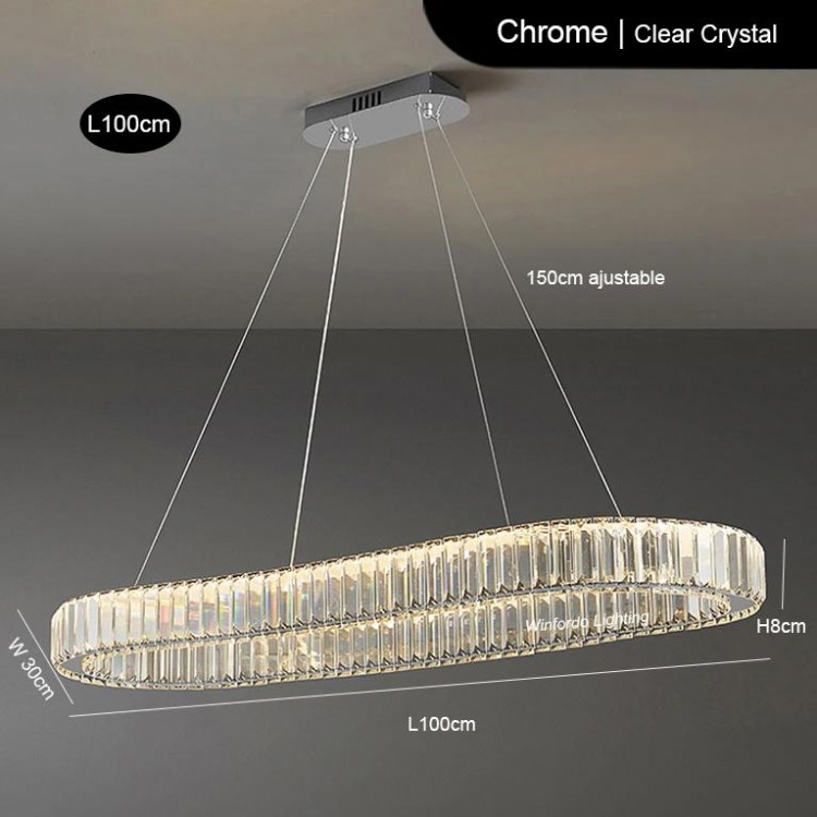 2024 Luxury Crystal Pendant Light Oval Crystal Chandelier Lamp For Home Decor Living Room Bar Chandelier