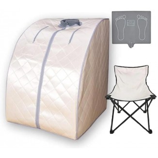 Smartmak Portable One Person Infrared Sauna Set Full Body Home SPA Box with Heating Foot Pad, Reinforced Foldable Chair