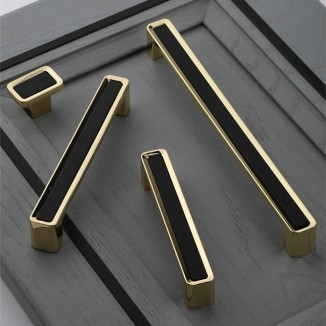 100PCS European Style Black Gold Cabinet Handles Solid Zinc Alloy Kitchen Cupboard Pulls Drawer Knobs Furniture Handle Hardware