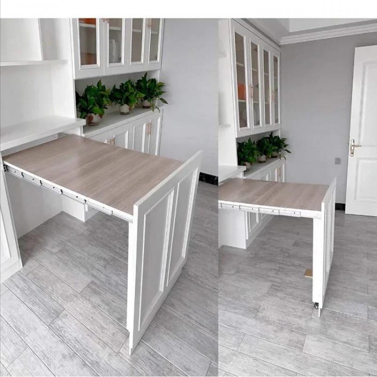 Folding Dining Table Slides Cabinets Aluminum Slide Rails Kitchen Telescopic Flat Push Hidden Table Hardware Accessories