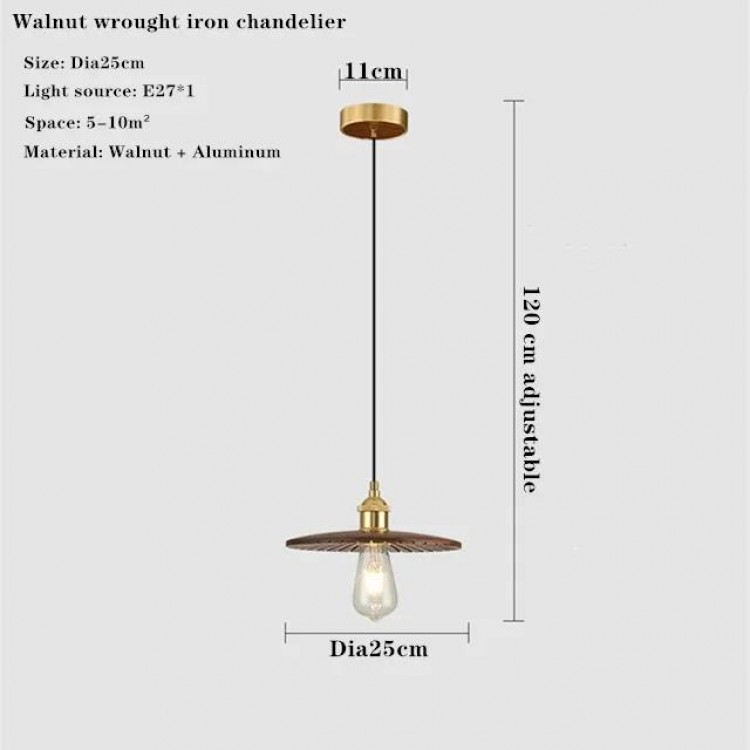 Nordic New Hardware Chandelier For Library Living Room Bedroom Restaurant Kitchen Walnut Lampshade Decorate Art Pendant Lamp