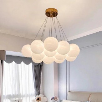 Glass Ball Chandelier French Style Ceiling Lamp Modern Minimalist Droplight Magic Bean Lantern Ins Style Pendant Light for Home