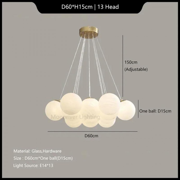 Glass Ball Chandelier French Style Ceiling Lamp Modern Minimalist Droplight Magic Bean Lantern Ins Style Pendant Light for Home