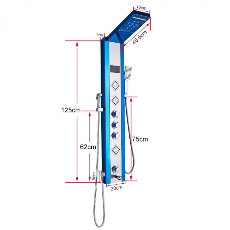 Bath Shower Faucet LED Temperature Digital Display Shower Panel Body Massage System Jets Tower Shower Column Faucet Wall Mounted