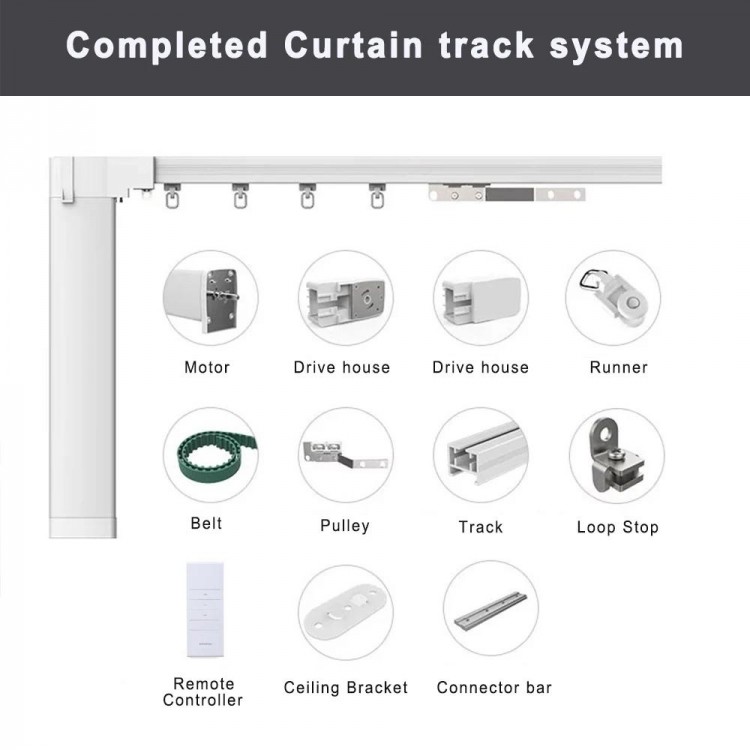 Tuya Wifi Zigbee Electric AI Curtain Support Alexa Google Alice Voice Control Smart Home System Motor Rail Custom Track Size Set