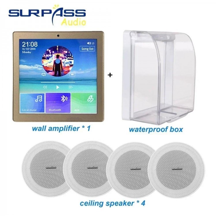 Bluetooth Wall Amplifier Smart Home Audio Mini Touch Screen 4*20W Stereo Sound Music Panel PA System Loudspeaker Ceiling Speaker