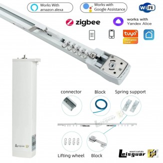 Tuya WIFI Zigbee Smart Home Electric Curtain Support Alexa Google Voice Remote Motor Customization Track Size